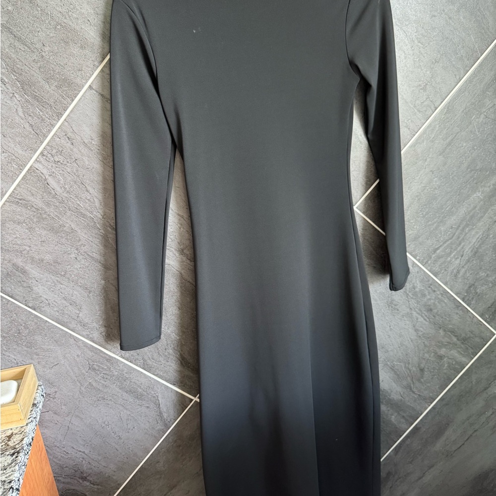 Zara Black Mock Neck Sheath Dress